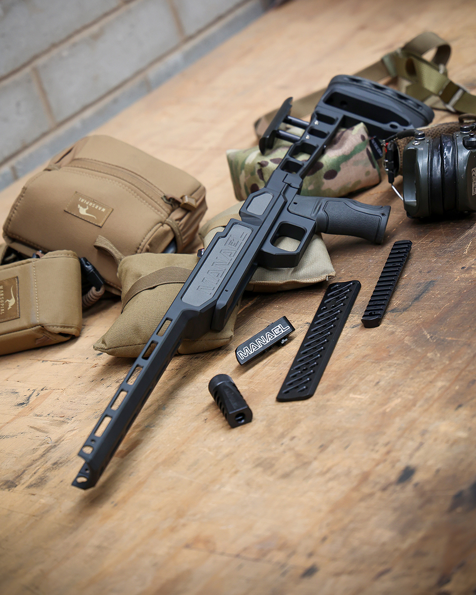 MANAEL Hunter Chassis for Tikka Rifles gives better stability and paired with Arca Swiss Rail, Scope Mount and muzzle brake